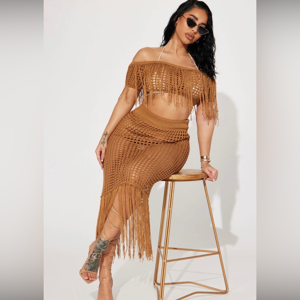 Fashion Nova Crochet Swim Cover Up Set